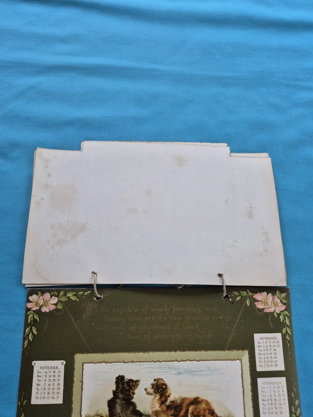 Antique Hours of Sunshine 1903 Calendar 4 Pages Dogs Puppies Victorian Poems